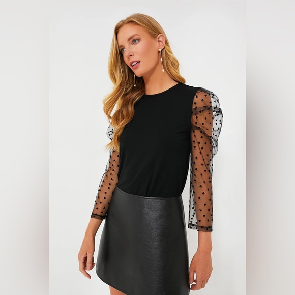 Hyacinth House Tops - Hyacinth House NEW Black Tulle Long Sleeve Heart Darla Blouse Size Small
